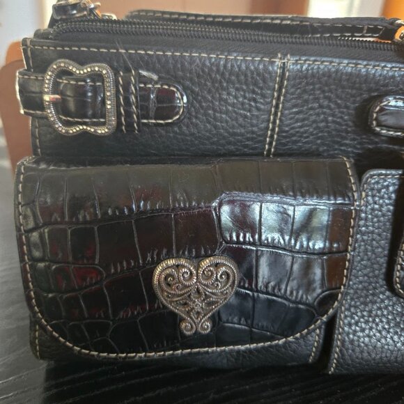 Brighton Black Leather Liza French Kiss Crossbody Organizer / Shoulder Bag w/box - Picture 6 of 16